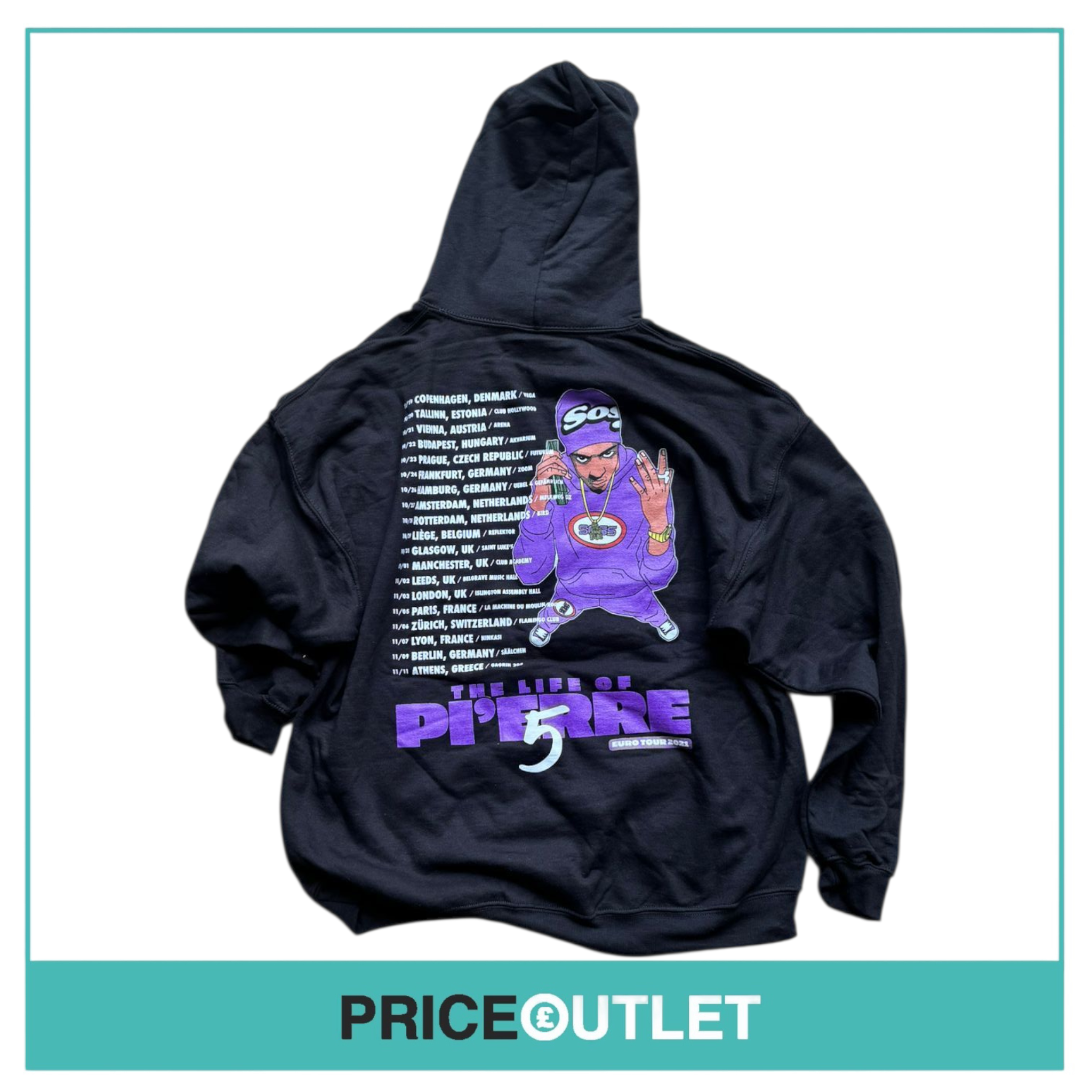 I love pb - the life of Pi'erre bourne 2021 euro tour hoodie (xxl)
