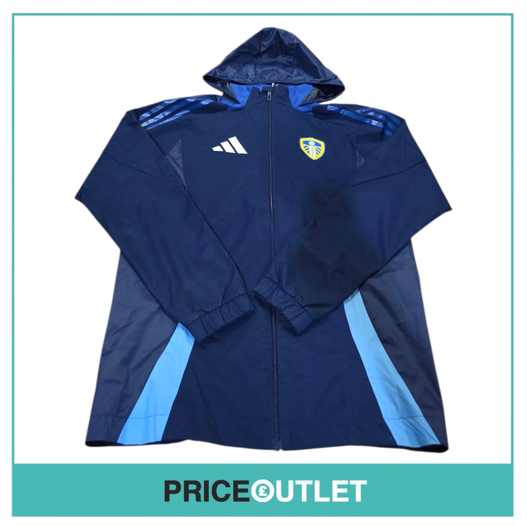 Leeds United football club - full zip rain jacket with yellow logo (xs)