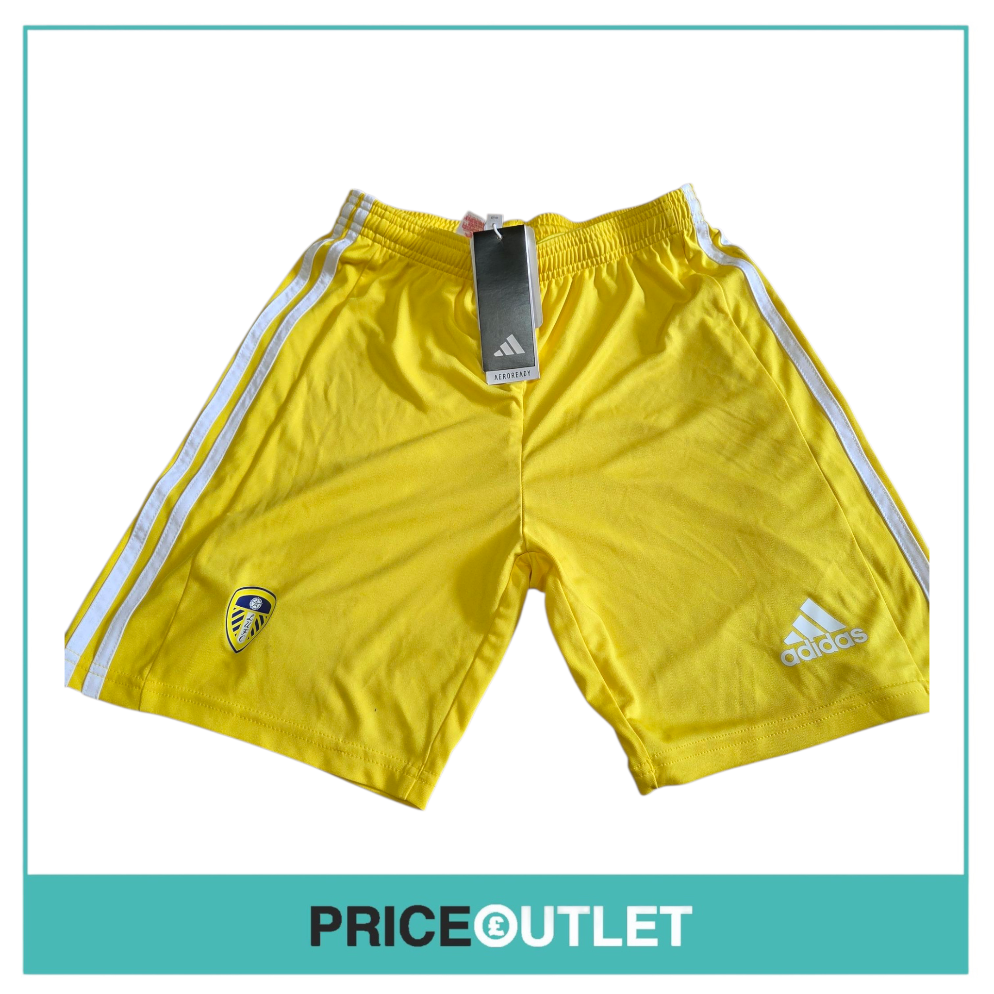 Leeds United football club - kids yellow & white squad 21 shorts (13 - 14 years)