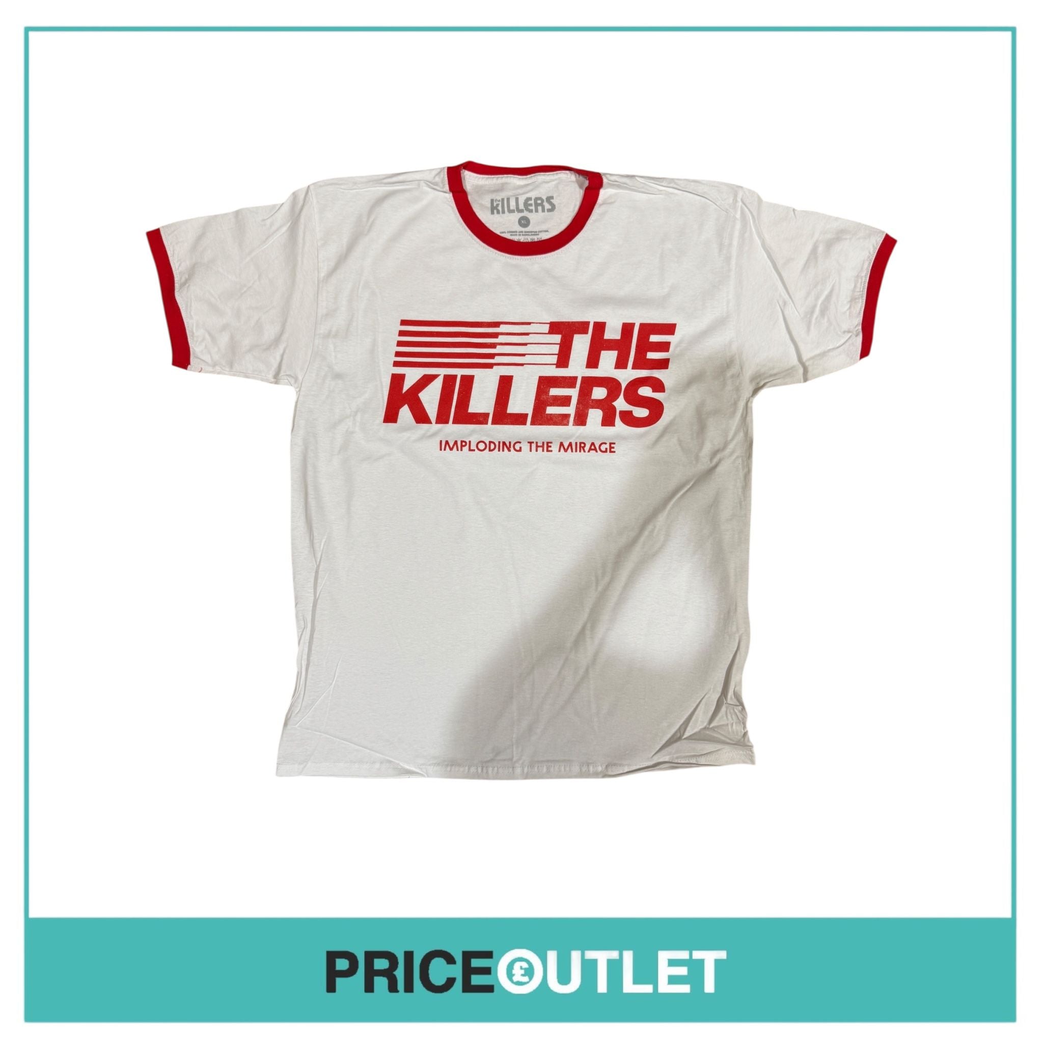 the killers - imploding mirage white tee with red trim (small)