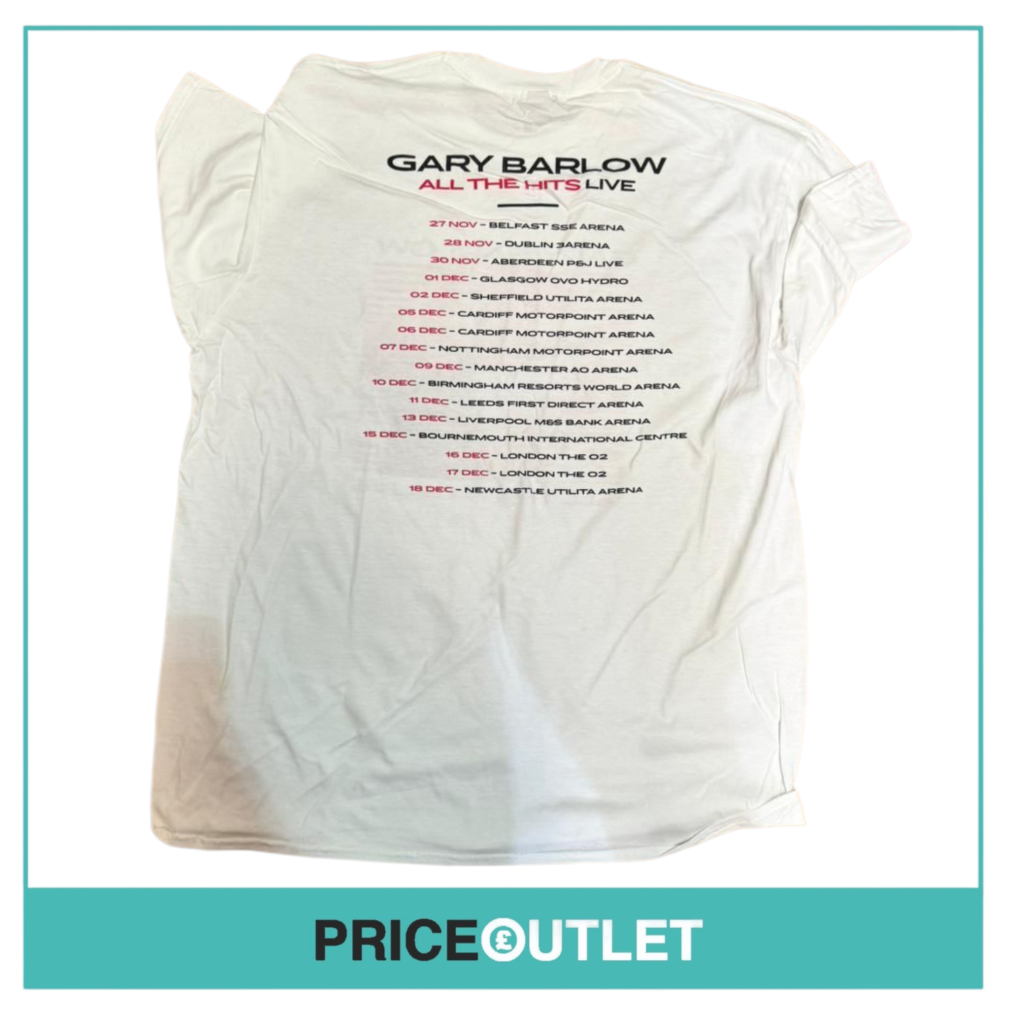 Gary Barlow - all the hits tour, white t-shirt (xxl)