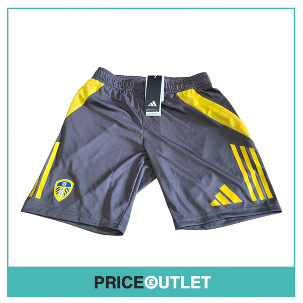 Leeds United football club - grey & yellow strip tr shorts (small)