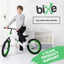 BIXE - Green - Aluminum Balance Bike for 18 Month to 6 Year Old Toddlers - 16 inch