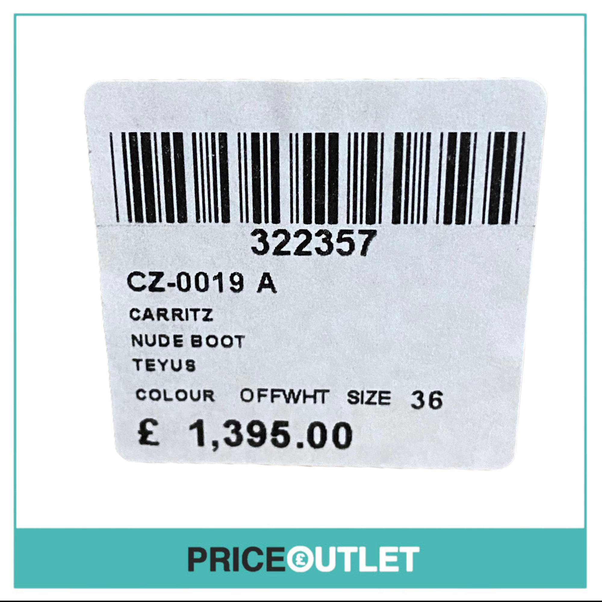 Carritz - Nude Teyus Boot 'Off-White' - Size 36 - Slight Marks on Shoes