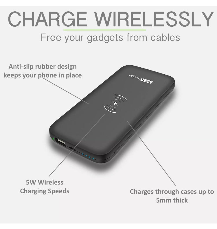 Tech Charge Wireless Charging Power Bundle with Power Bank, Pad & Lightning Cable - BRAND NEW SEALED - 100% GENUINE