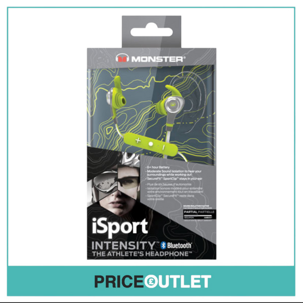 Monster - iSport Intensity - In Ear Bluetooth Headphones - Green - Brand New Sealed