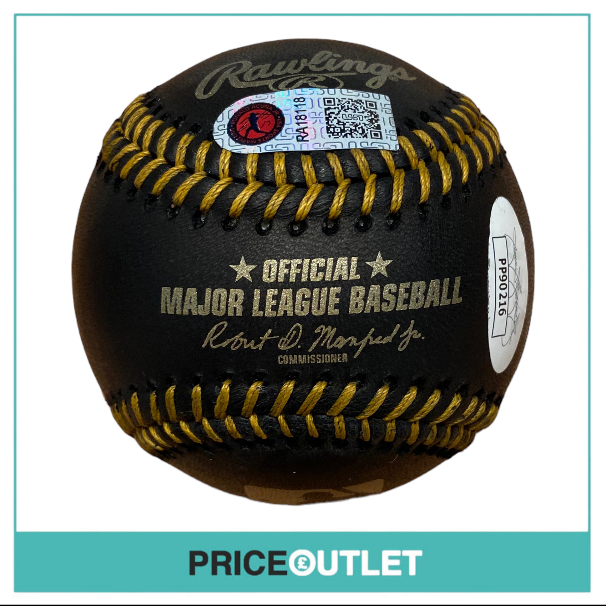 Autographed Ronald Acuña Jr OML Black Baseball