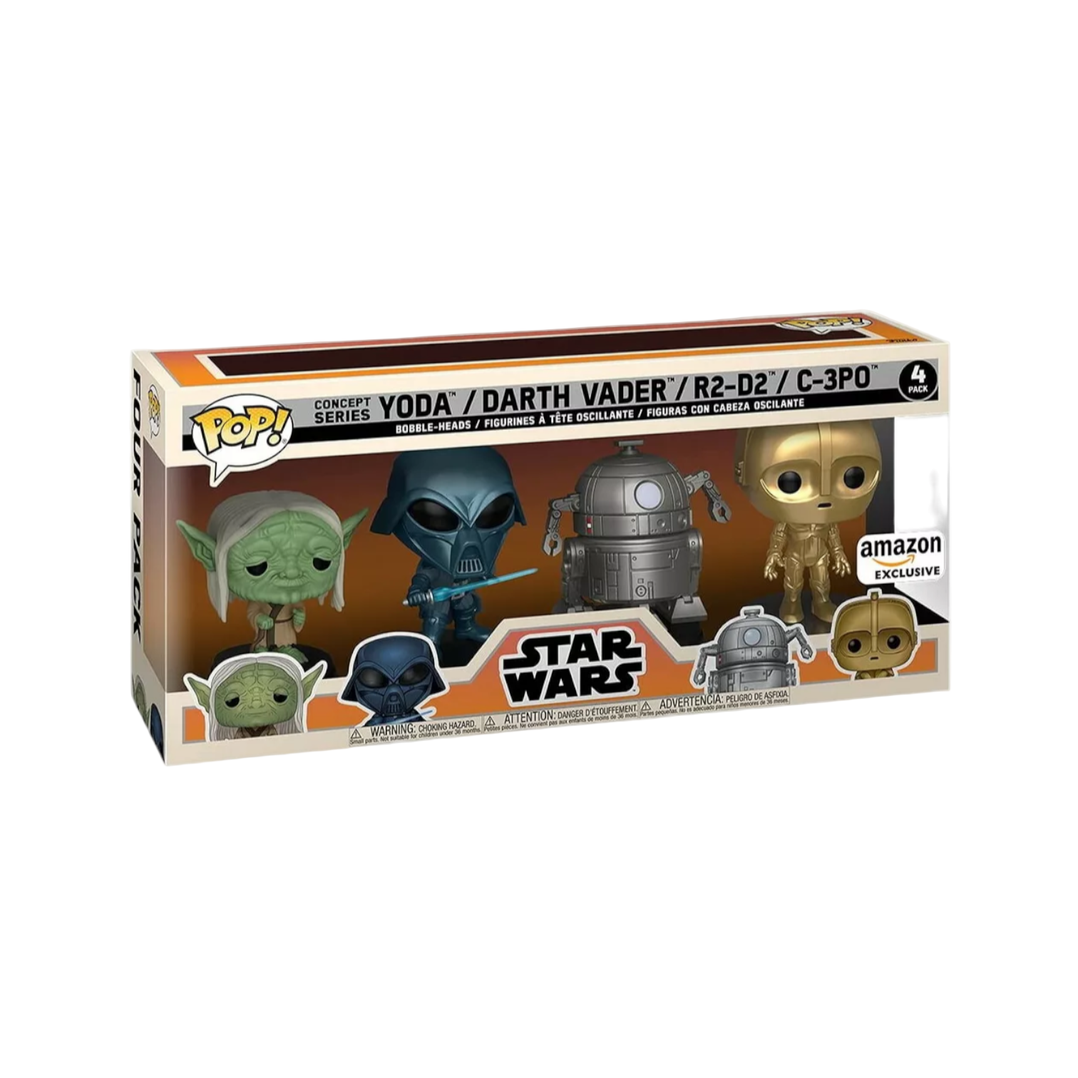 Concept Series Yoda / Darth Vader / R2-D2 / C-3PO Funko Deluxe 4 Pack! Star Wars, Amazon Exclusive