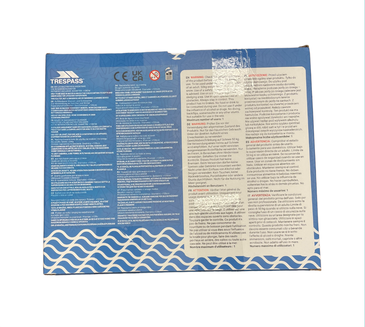 Trespass Inflatable Ring Star Pattern - Blue / White - BRAND NEW IN BOX