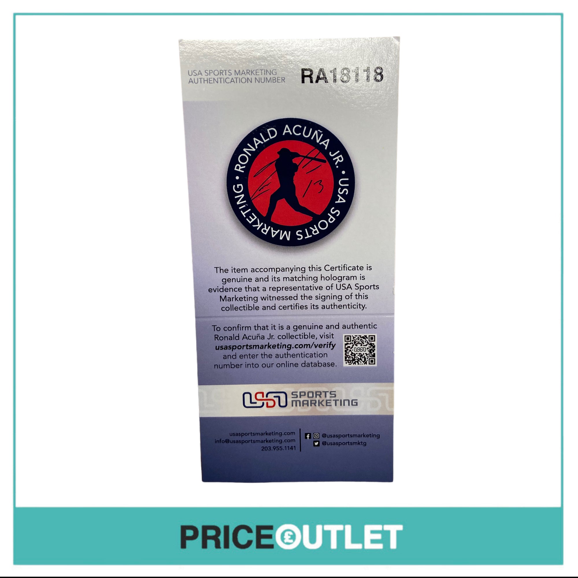 Autographed Ronald Acuña Jr OML Black Baseball